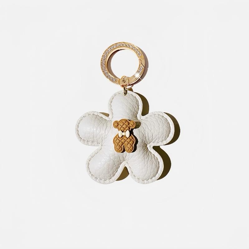 Cute bear lush leather keychain for car decor