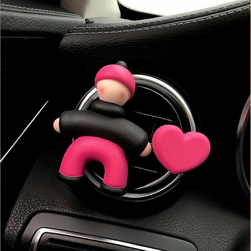 Trendy Car Air Vent Freshener Clip – Cute Cartoon Character & Heart Combo, Colorful Car Interior Decoration