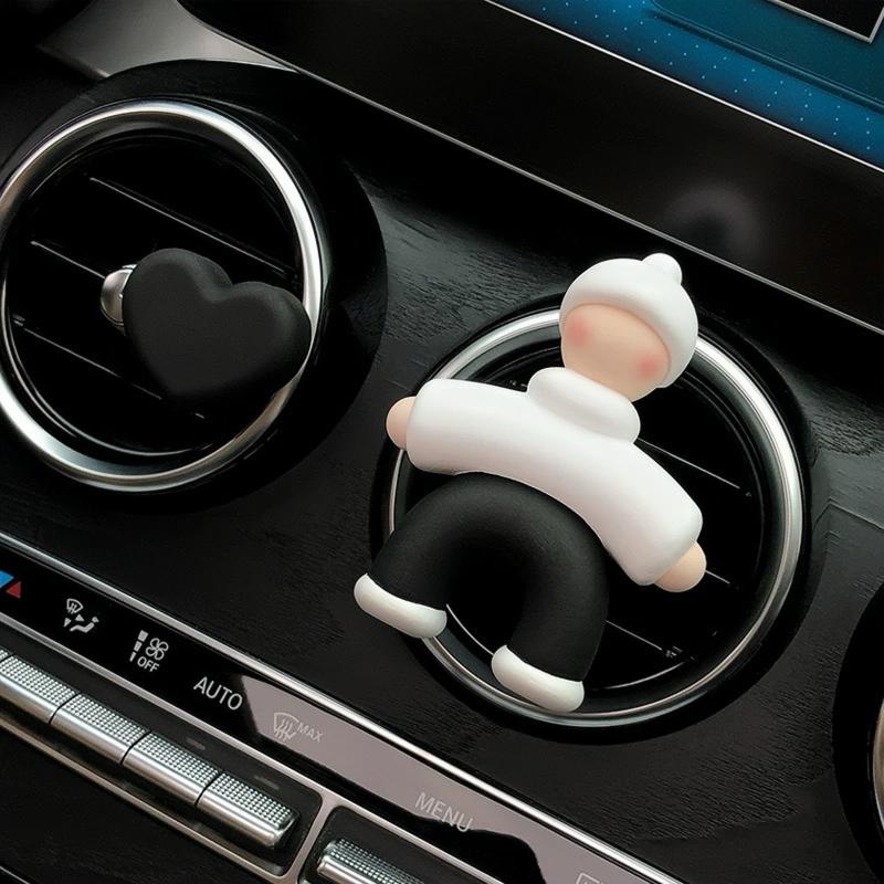 Trendy Car Air Vent Freshener Clip – Cute Cartoon Character & Heart Combo, Colorful Car Interior Decoration