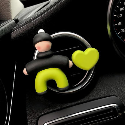 Trendy Car Air Vent Freshener Clip – Cute Cartoon Character & Heart Combo, Colorful Car Interior Decoration