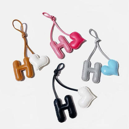 H Letter shaped heart-shaped car mirror hanging decoration