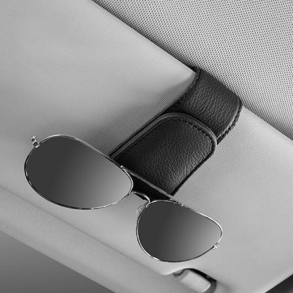 Genuine Leather Magnetic Car Sunglasses Clip – Secure and Stylish Glasses Holder for Car Visor