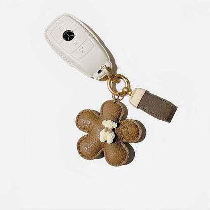 Cute bear lush leather keychain for car decor