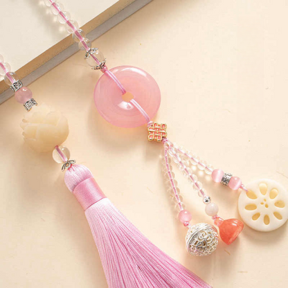 Pink Crystal Agate Bodhi Bead Beads for Car Hanging Ornament